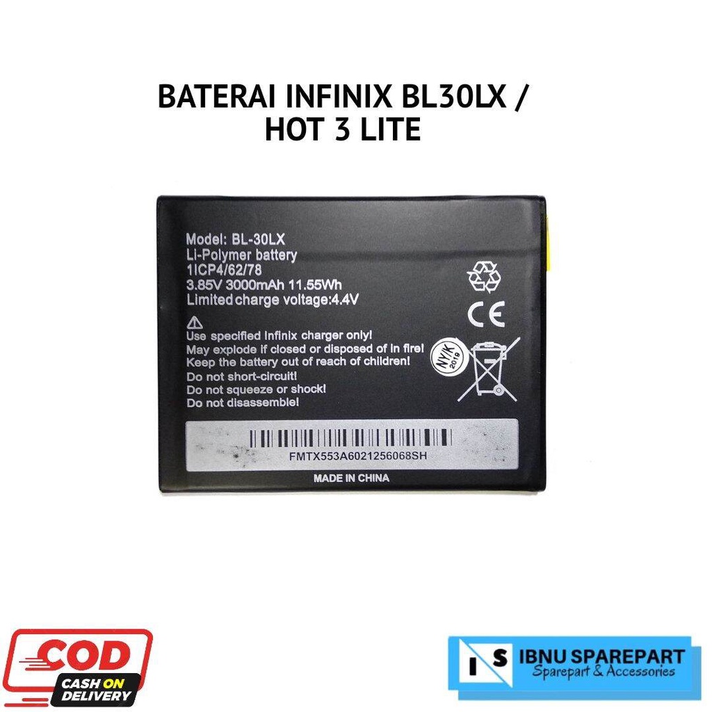 Baterai Infinix BL-30LX X553 X554 HOT 3 LTE Original