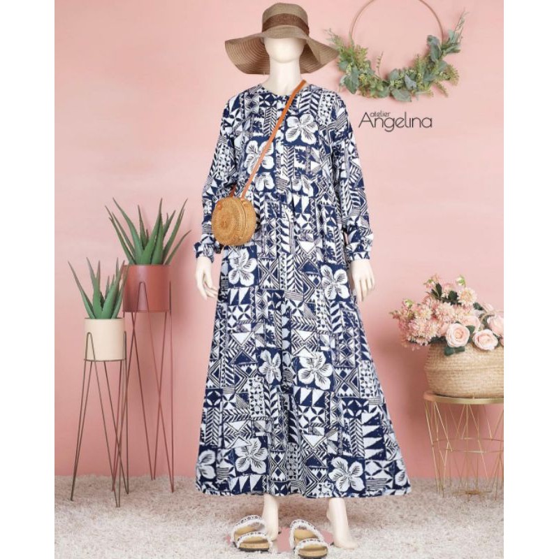 Atelier Angelina Sarah dress Vintage patchwork Navy Blue