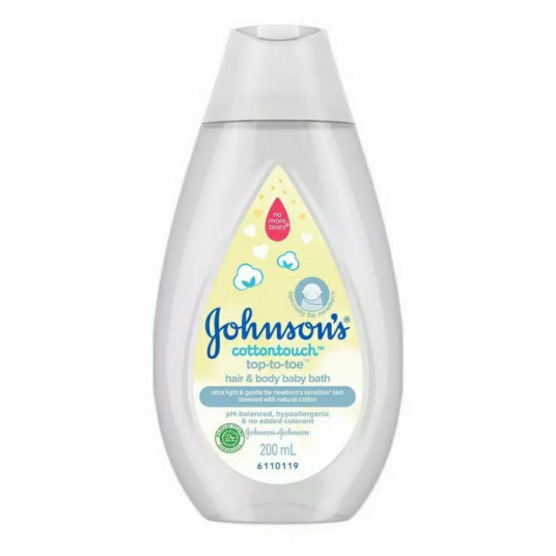 Johnson's Baby Hair &amp; Body Wash Cotton Touch Top to Toe 200ml Johnson Cotton Touch Sabun Shampo Bayi