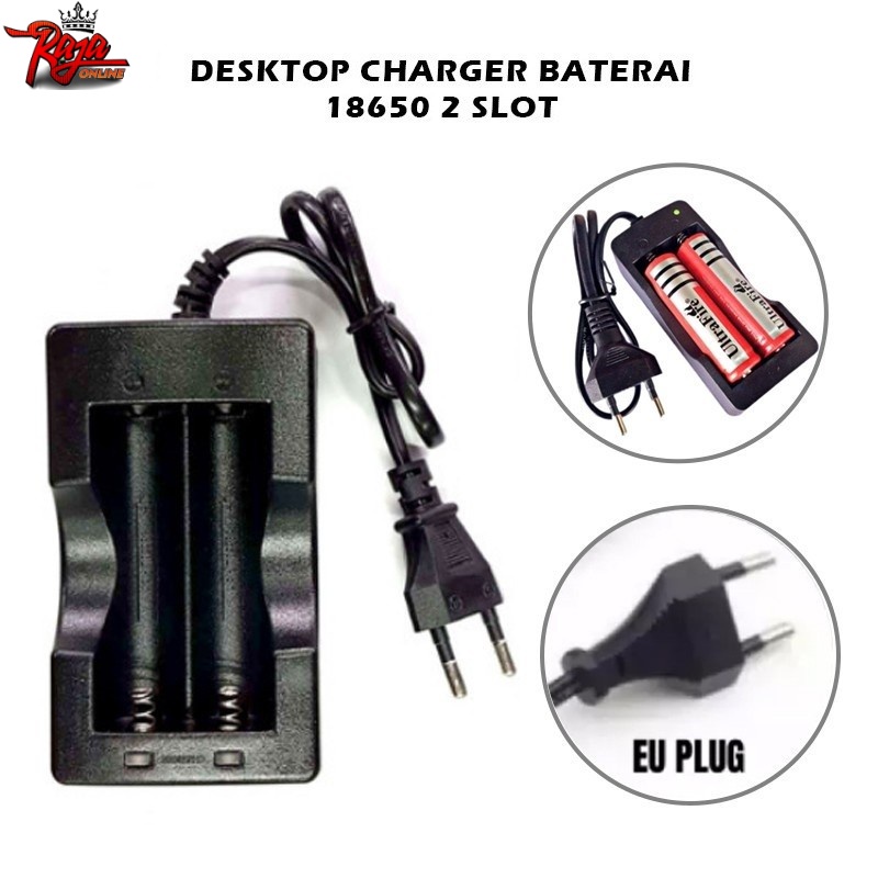 Desktop Charger Baterai 18650 Rechargeable 2 slot