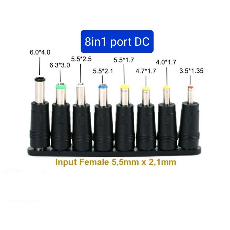 Adapter adaptor konverter converter  port DC 5.5x2.1mm to 8pcs multi port universal jack siku lurus 