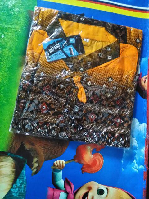 Trolistore Batik Wanita Motif Gradasi Kuning Lengan Pendek Grosir Batik Pekalongan