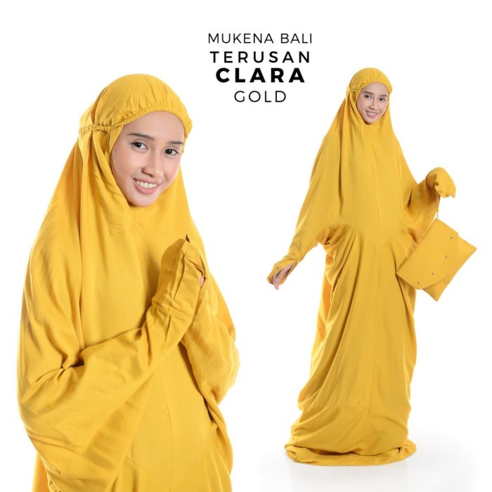 MUKENA DEWASA BALI TERUSAN POLOS CLARA GOLD(J5A3) Mukena Ramadhan 2022 Mukena Dewasa Katun Mukena De