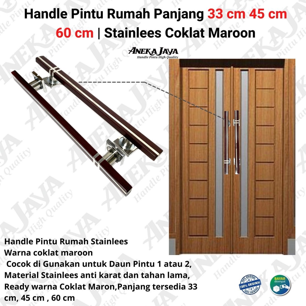 Handle pintu + Fullset Kunci panjang 33 cm 45 cm 60 cm / Gagang pintu rumah / Tarikan pintu rumah / Pegangan pintu rumah stainlees murah terbaru