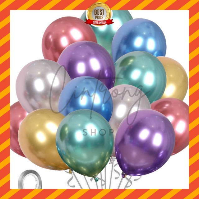 100Pcs Balon Latex Metalik Mix 12 Inch Merk YuHang