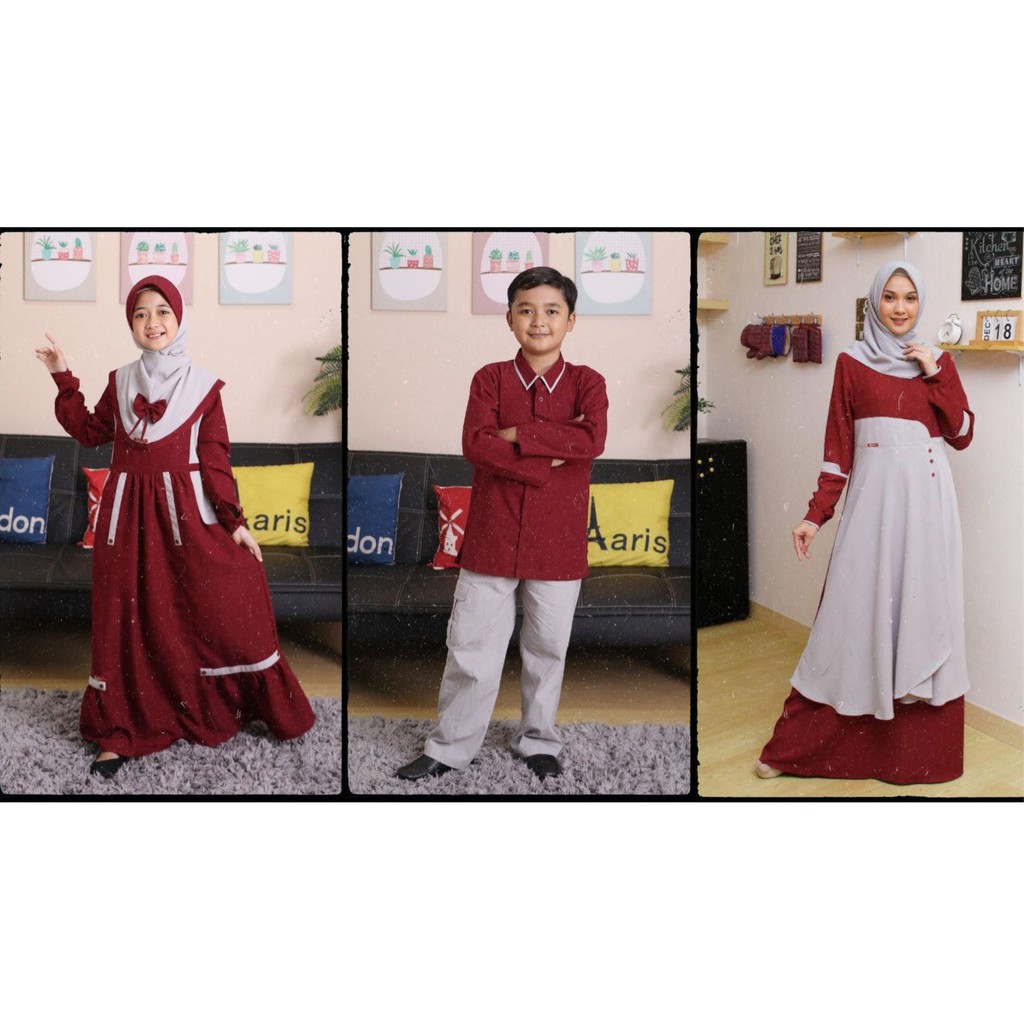 SARIMBIT EKSIS 93 MAROON by SEPLY/BAJU COUPLE MUSLIM SARIMBIT KELUARGA LEBARAN 2020 (TIMP4)