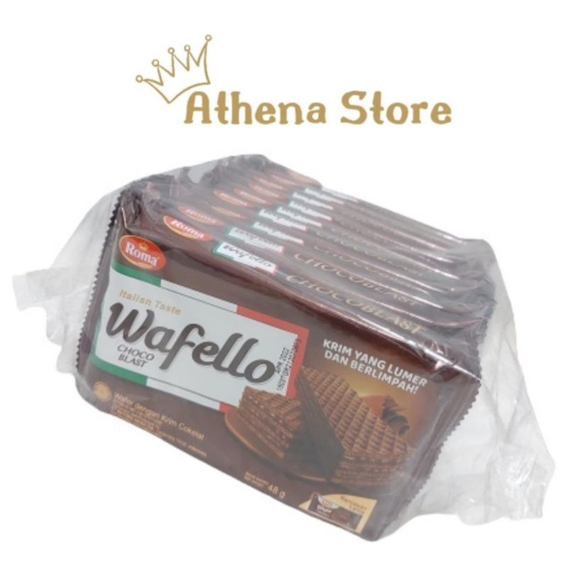 

[AS] Roma Wafer Wafello Coklat Renceng (10pcs @48gr) | Biskuit Wafello rasa Coklat