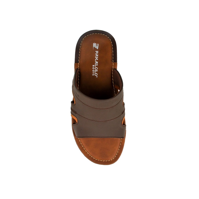 SANDAL SLIDE PAKALOLO PRIA ORIGINAL CASUAL KULIT ASLI COKLAT PB54