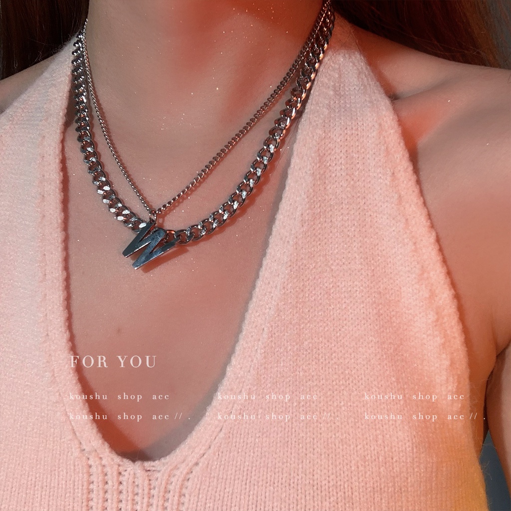 Kalung Model Double Huruf W Untuk Aksesoris