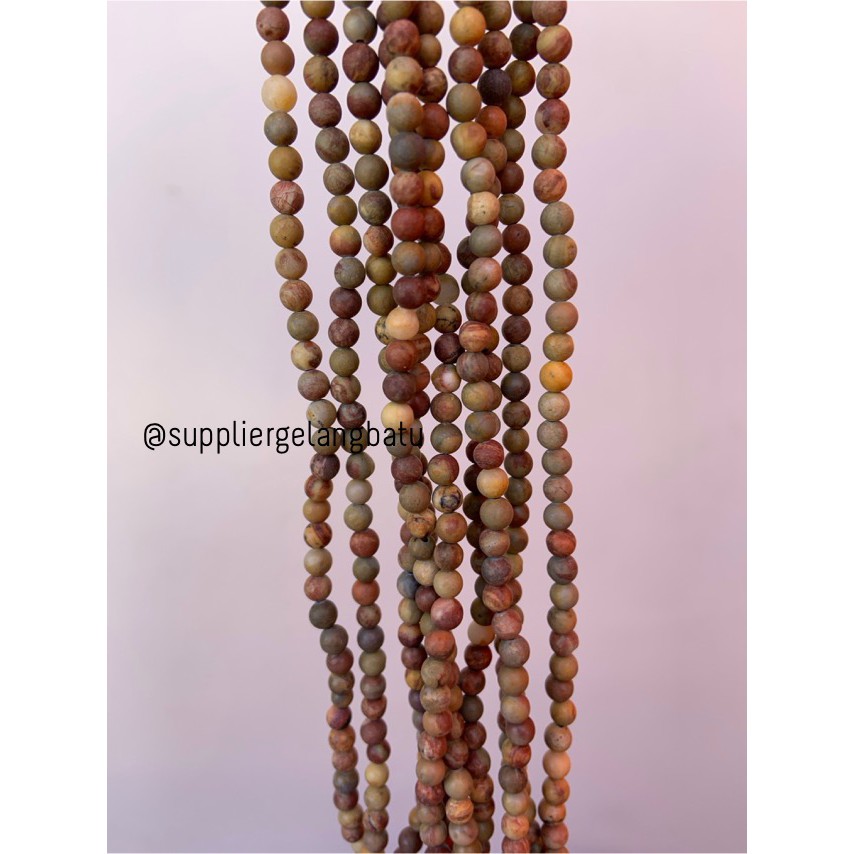 bahan SOFT jasper kokah coklat 4mm renceng bahan gelang kalung