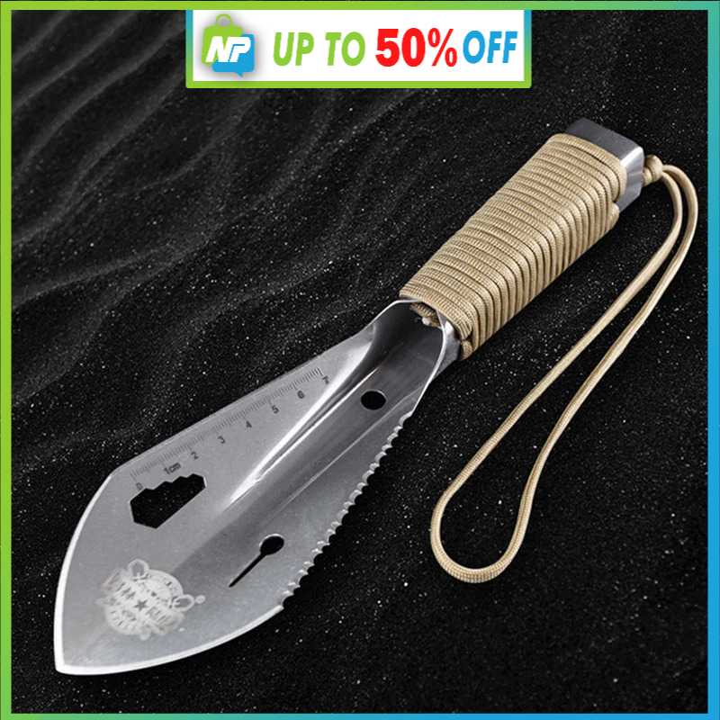 Sekop Tanah Berkebun Stainless Steel Bergerigi - Gergaji Pisau Tanah Tanaman Taman Minimalis Praktis