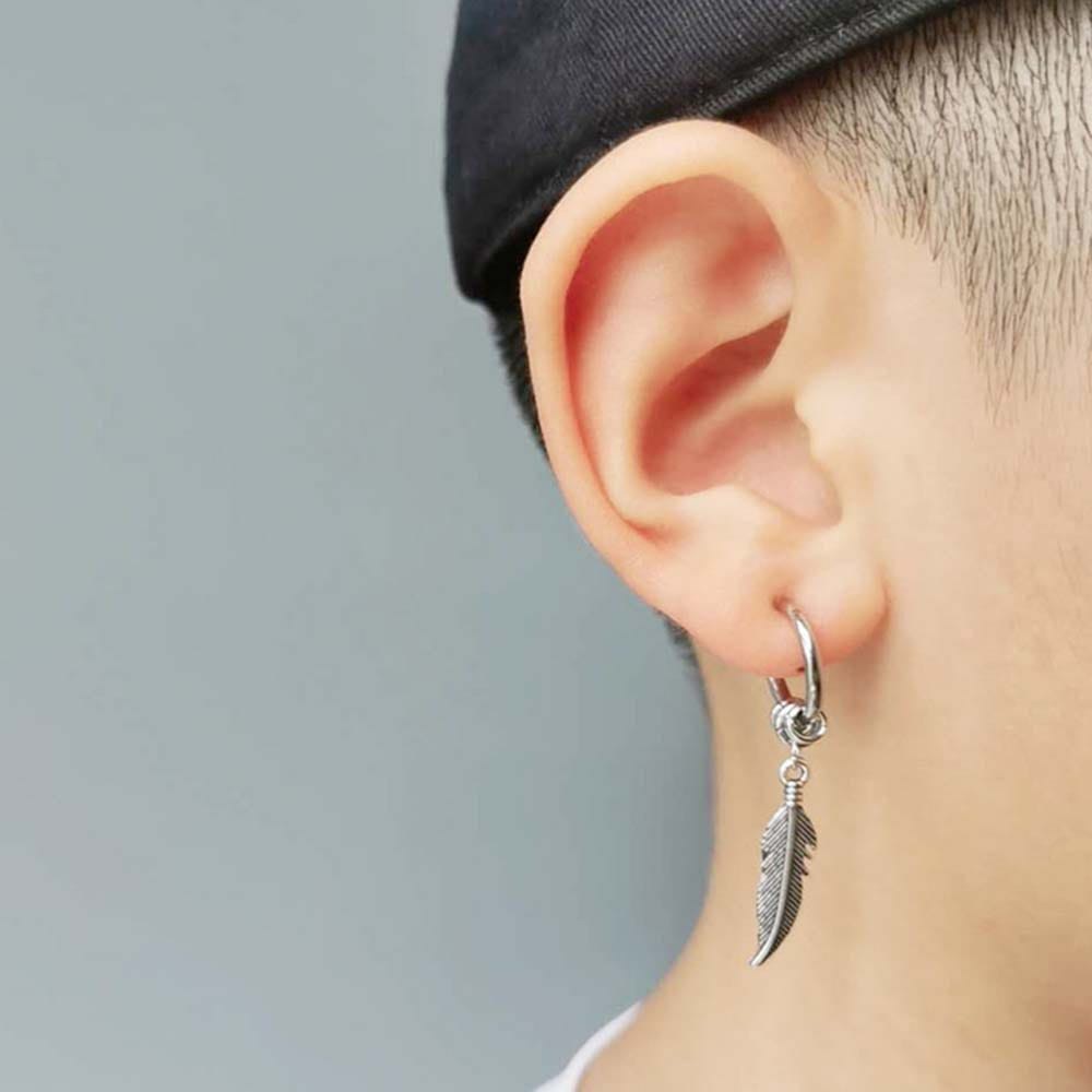 Anting/ Anting hoop daun/ anting hoops ring / korean cross stud earrings punk style/earrings feather/anting bulu/anting kekinian