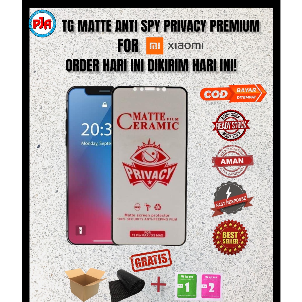 Tempered Glass TG Ceramic Film Matte Anti Spy Xiaomi Redmi 8A Pro 9C 9T 11 Lite