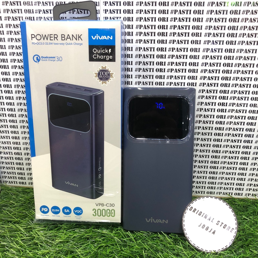 Pwer Bank Vivan VPB-C30 30000MAH 3 Output Fast Charging 22.5W