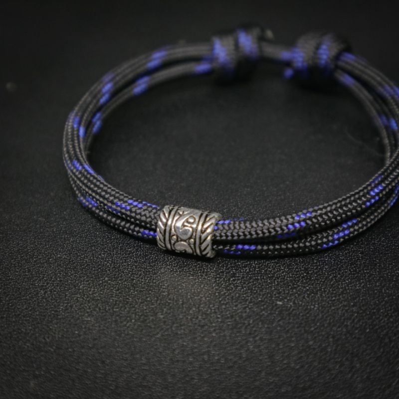 Gelang Pria Tangan Simpel Knot Serut Tali Paracord 4mm 550 Premium 7 Strands Bracelet Adjustable Warna Hitam