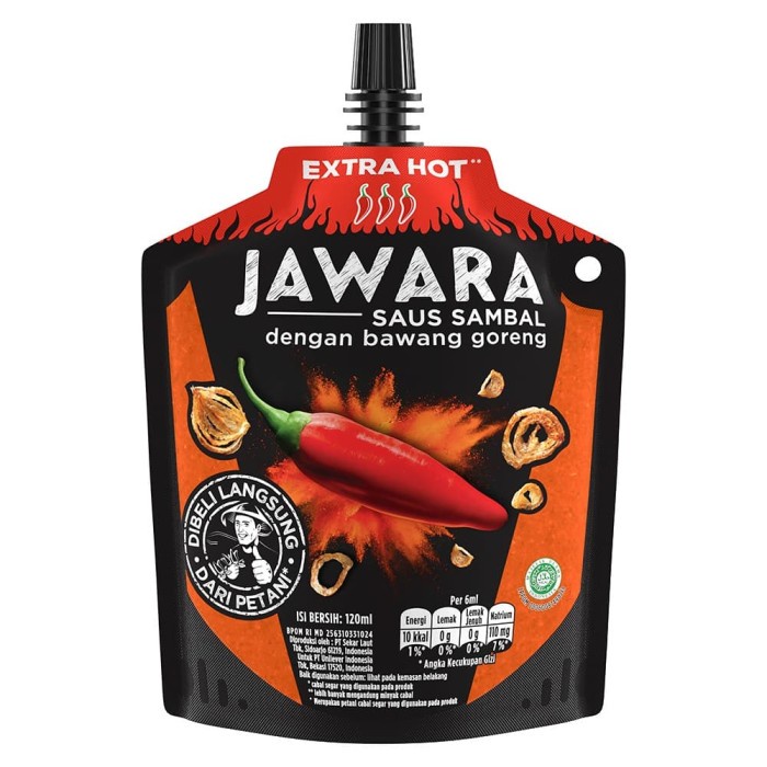 

Sambal-Aneka- Jawara Saus Sambal Bawang Goreng Extra Hot Pouch 120Ml -Aneka-Sambal.