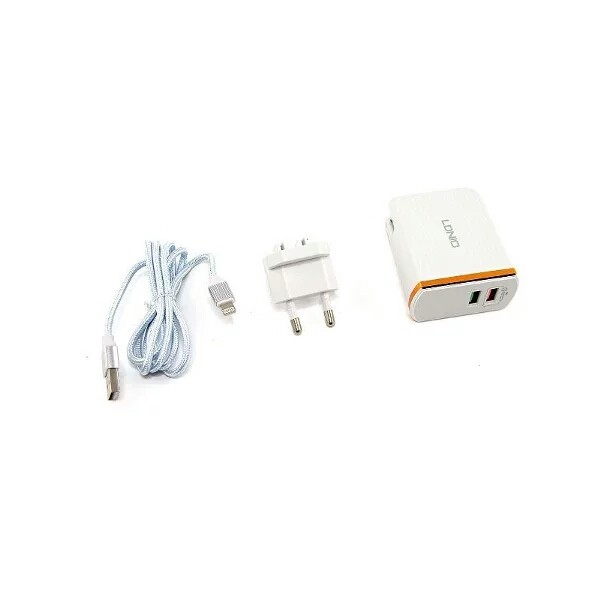 PROMO LDNIO Dual USB Travel Charger A2502Q With Cable USB Lightning