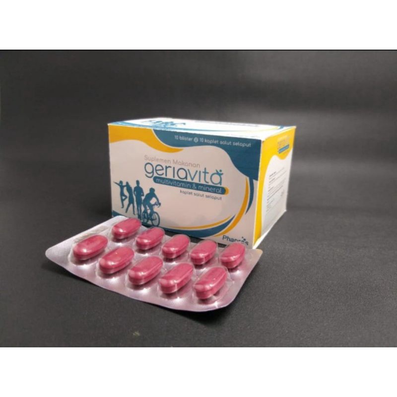 Geriavita Multivitamin kemasan box 10 strep isi 100tablet