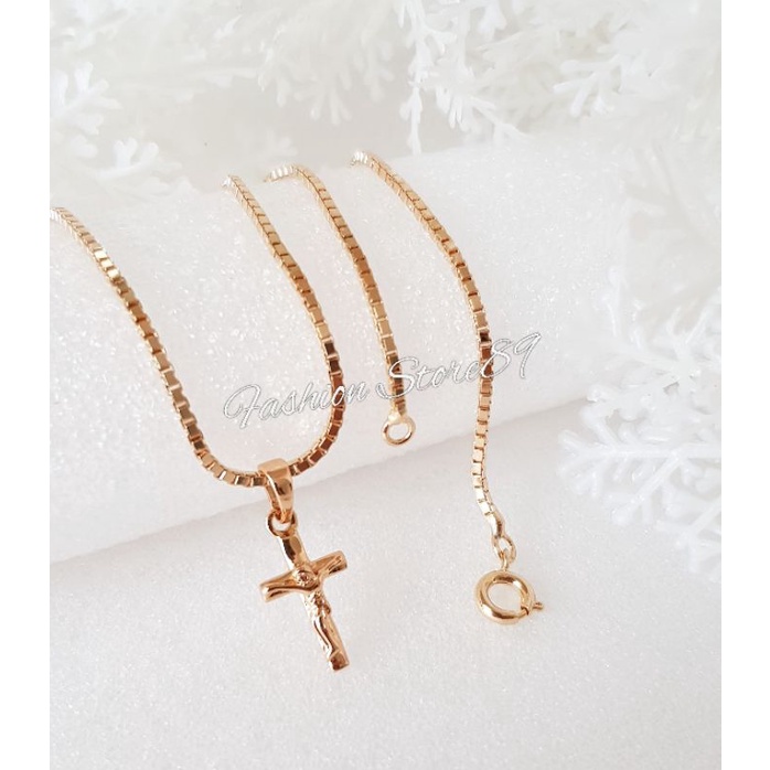Kalung Salib Jesus Xuping Rosegold Perhiasan Import Bestquality xuping Salib Jesus Lapis emas Xuping bestseller