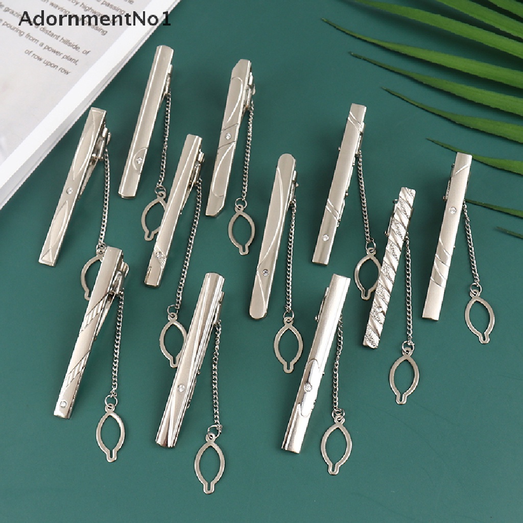 (AdornmentNo1) 1pc Klip Penjepit Dasi Bahan Stainless Steel Warna Silver Untuk Pria