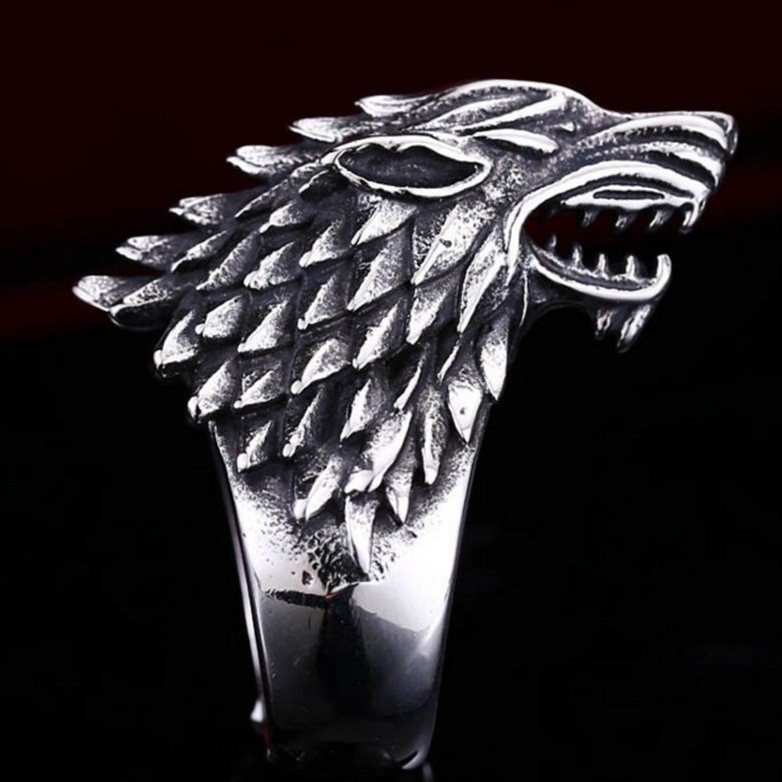 Blast wolf head punk retro cool men's ring