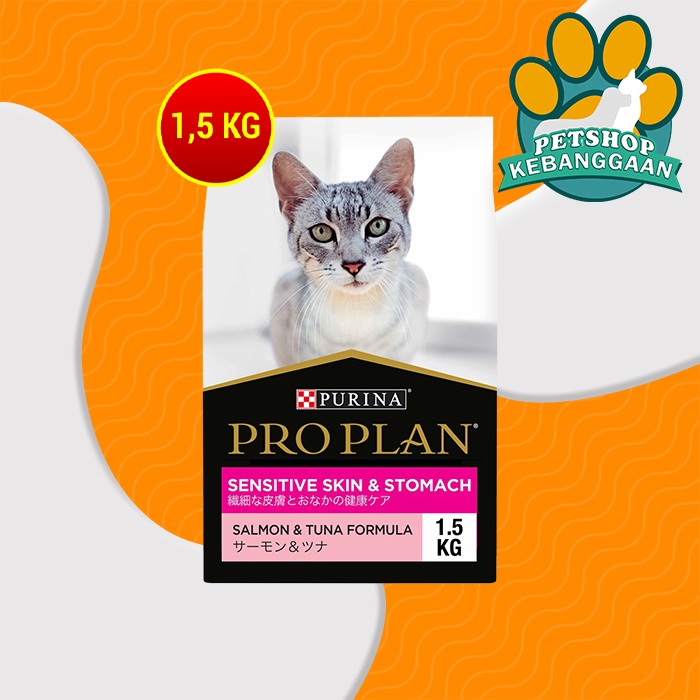 Pro Plan Sensitive Cat Food Skin Stomach proplan Kulit Sensitife 1.5KG