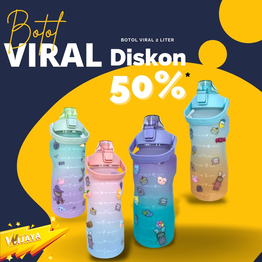 Botol Minum 2 Liter Botol Minum Viral Botol Pelangi Botol Minum Motivasi