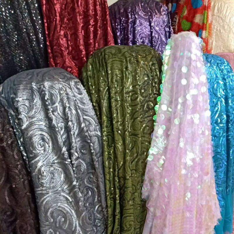 Kain SEQUEEN/PAYET  LIMITED EDISI, (harga tertera per ½m/50cm)design,stok,motif, dan warna