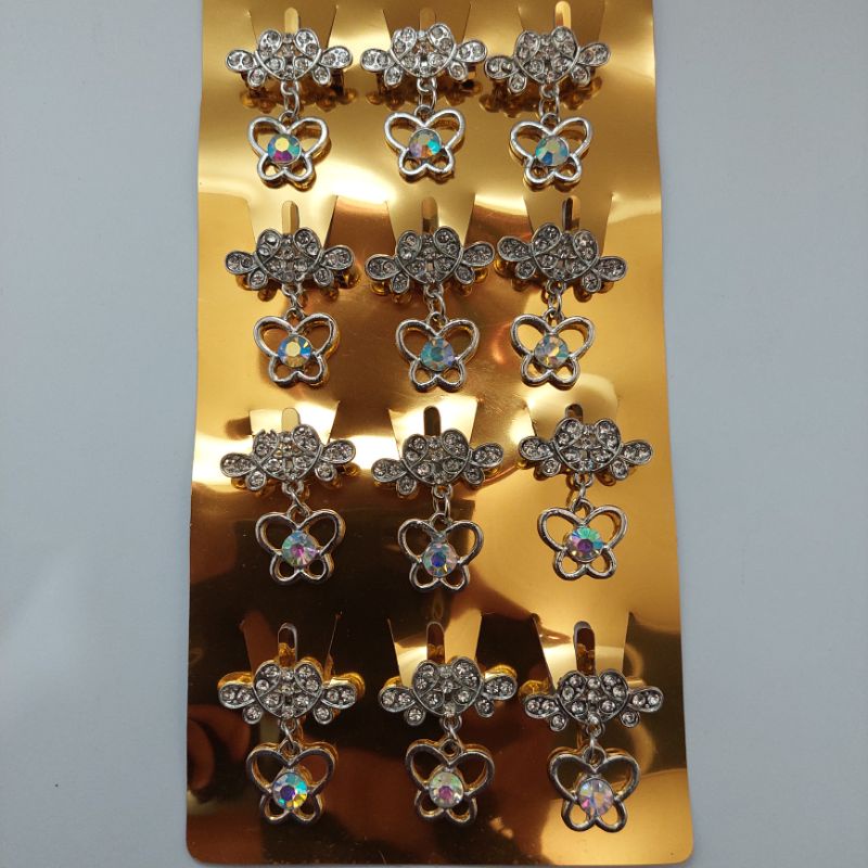 BROS DAGU Kecil Hijab Jilbab Aksesoris Wanita Muslim Cantik Full Mata Bros dagu murah.-Jurai putih A