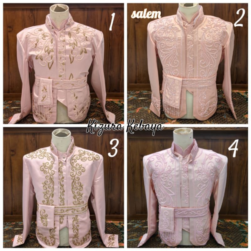 Beskap Jawa / Basofi Pengantin Putih Gold Magenta