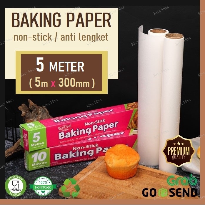 BAKING PAPER ROLL - 5 METER - WHITE - kertas panggang alas roti - kertas air fryer - anti lengket