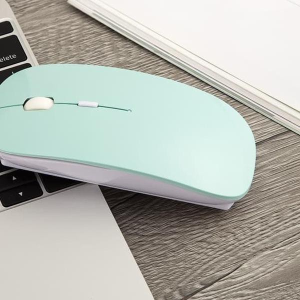 ✶ Mouse Wireless Bluetooth Silent Super Slim Tanpa Dongle ➸