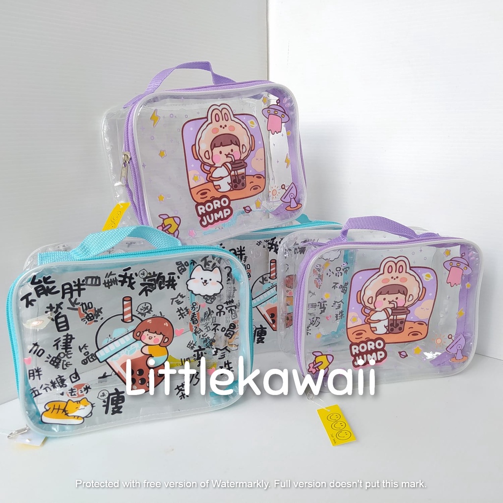 LK/Tas Pouch Mika Boba Girl Make Up Kosmetik Serbaguna Persegi Wanita Remaja