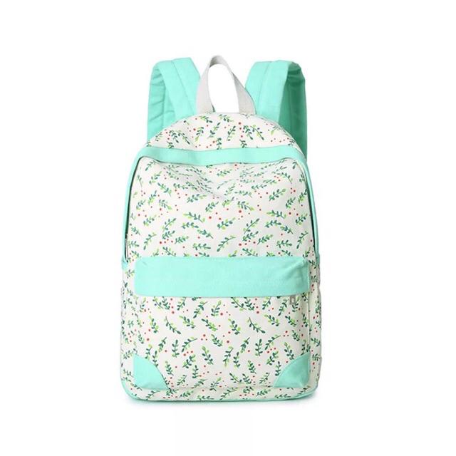 Tas Ransel Wanita import Backpack Fashion Bag Anak Tas sekolah Remaja-Hijau toska