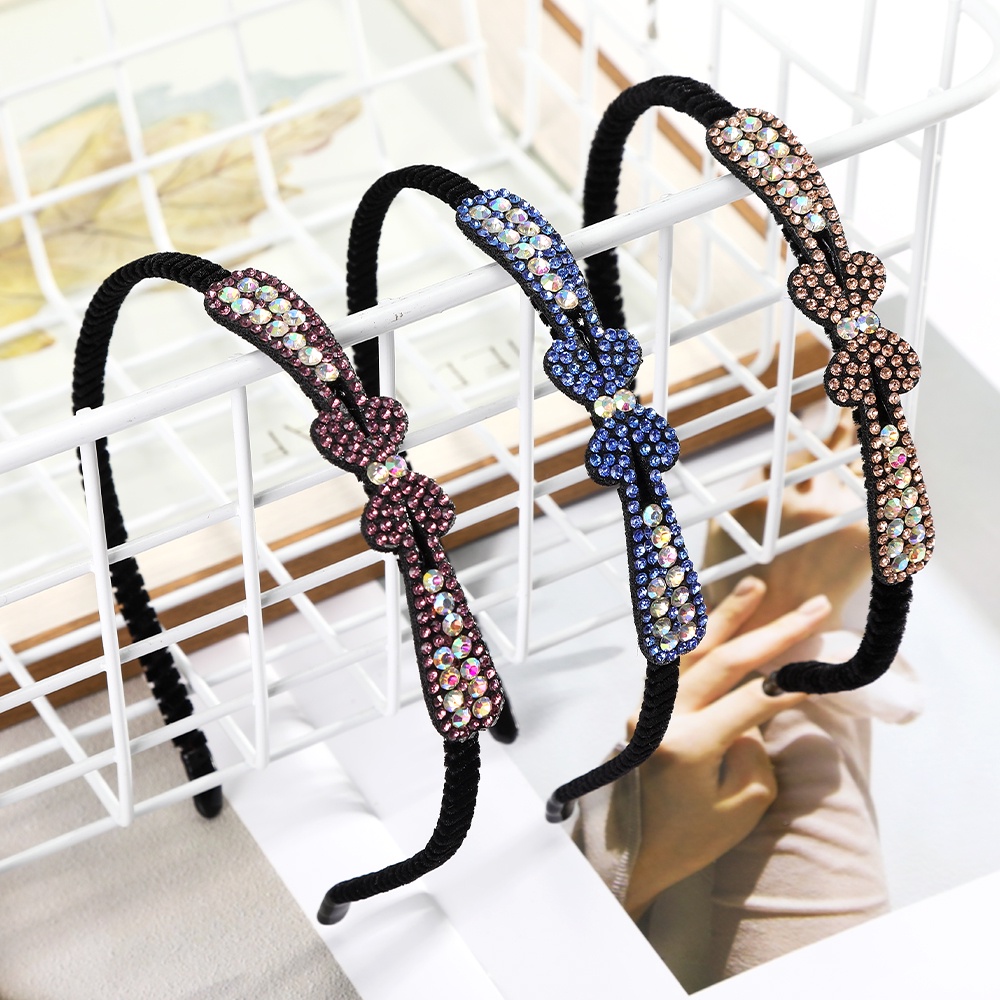 Fashion Headband Non-Slip Bezel Colorful Rhinestone Flower Hair Hoop Band Elastic Hair Band for Women Hair Accessories