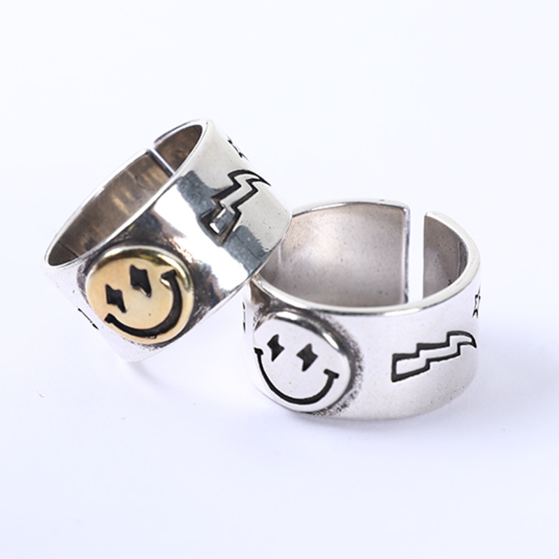 Smiley Ring Simple Personality Adjustable Trendy Retro