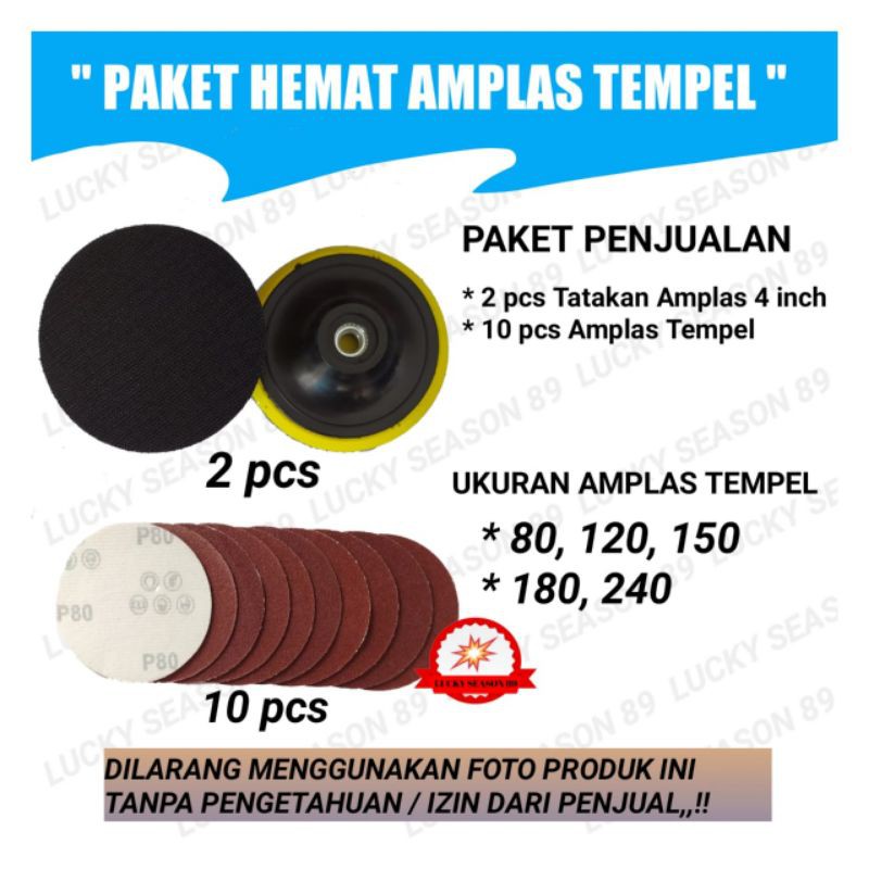 TATAKAN AMPLAS VELCRO 4IN 2PC+10PC AMPLAS/TAPLAK GERINDA