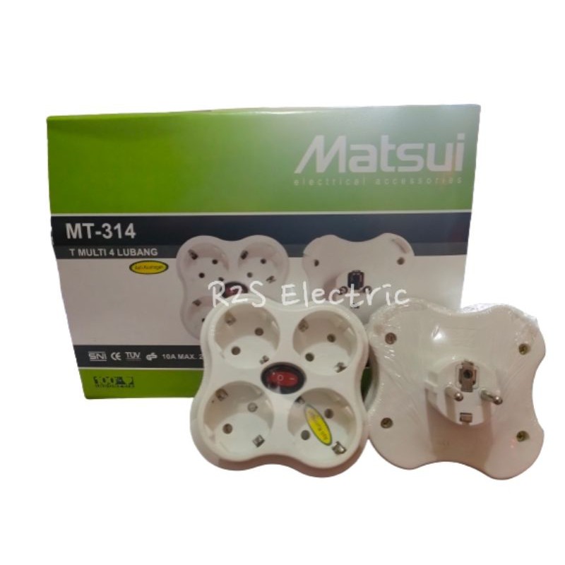 4in1 - T Multi Colokan Listrik Lubang 4 / Stop Kontak Out Bow 4 in 1 Switch Matsui MT-314