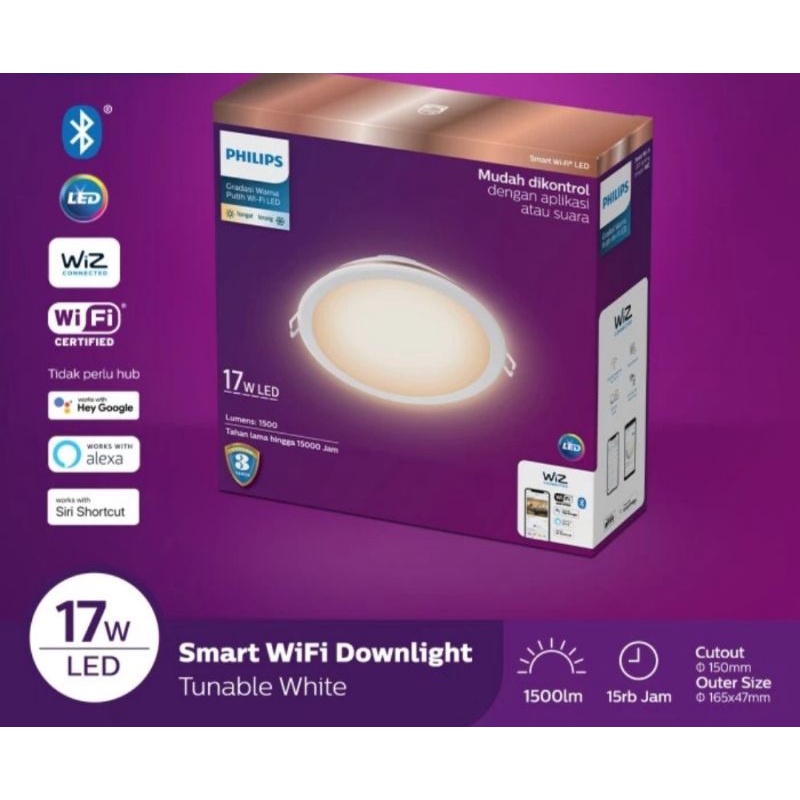 Philips Downlight Smart Wifi 17W - Tunable White (putih)