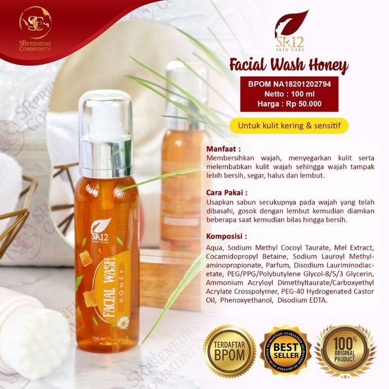 FACIAL WASH HONEY SR12 - SABUN MUKA KULIT KERING DAN SENSITIF