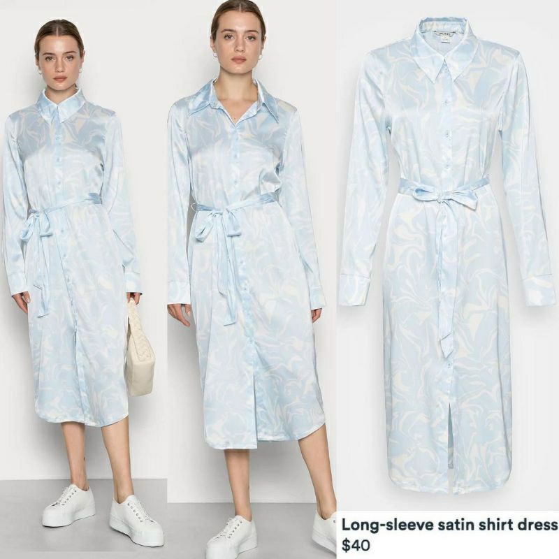 monki mnk satin blue maxy dress