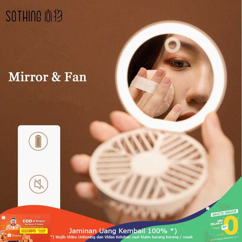 (BISA COD) RVOSTR Sothing Cermin Lipat Make Up Mirror LED Light with Fan - DSHJ-S-1910