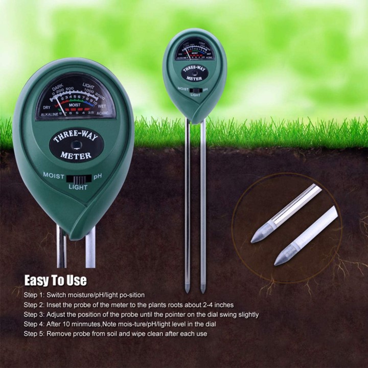 Soil Meter Tester 3 in 1 Alat Ukur ph Tanah Moisture Cahaya Hidroponik