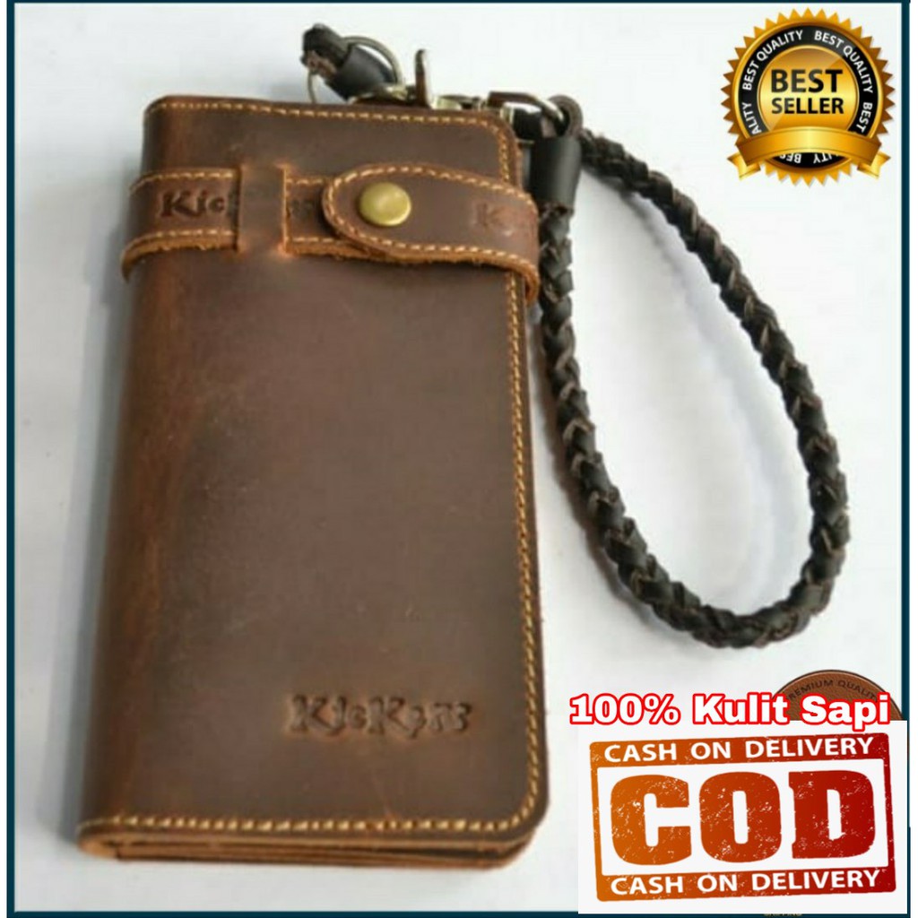Dompet Kulit Asli Kickers DKR47, Dompet Panjang Kulit Asli Untuk Pria, Dompet Rantai Full Kulit