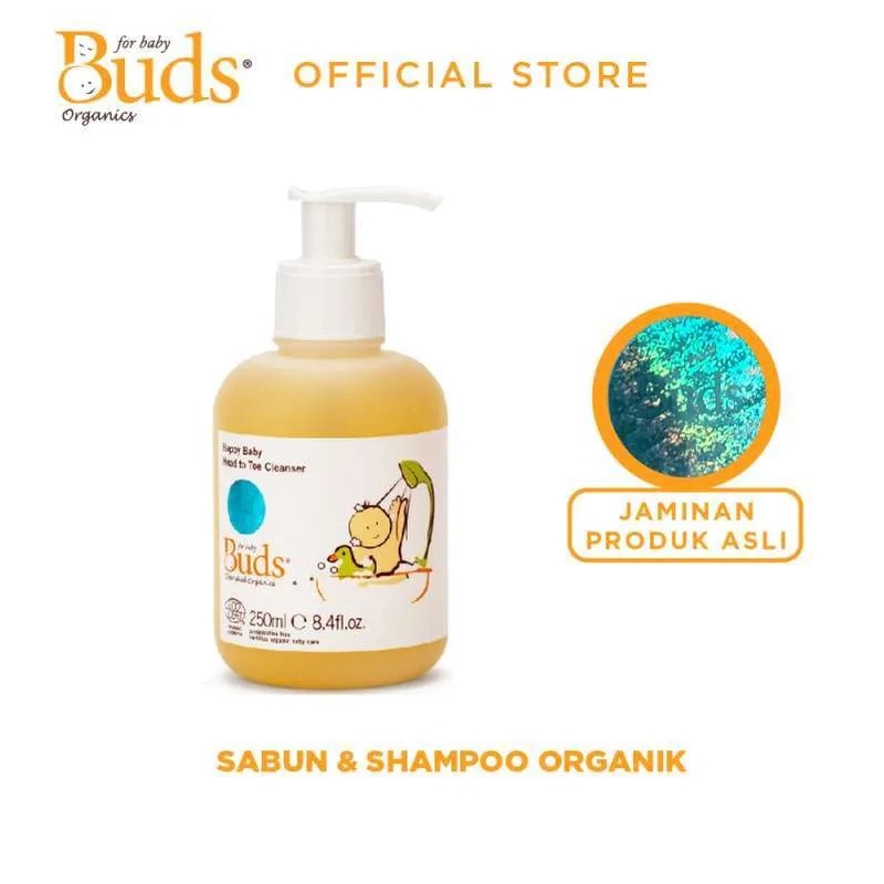 Buds Organics Happy Baby Head To Toe Cleanser - Sabun Sampo Mandi Perawatan Kulit Bayi dan Anak