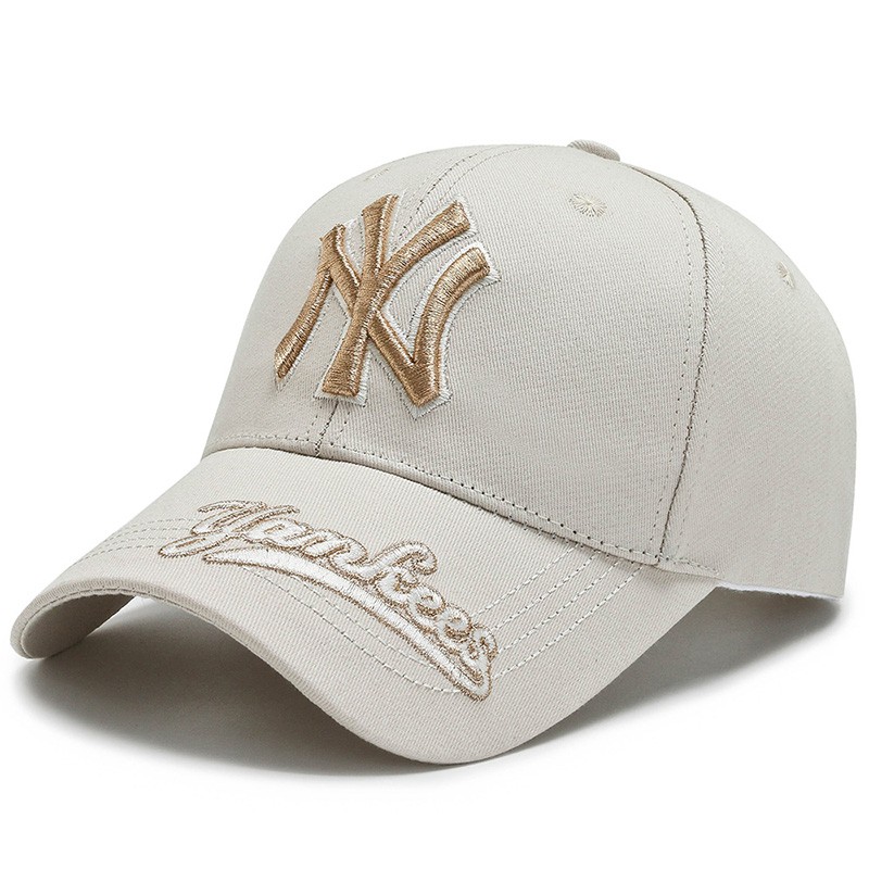New York Yankees Topi Baseball NY Cap Casual Sport Pria Wanita-Beige