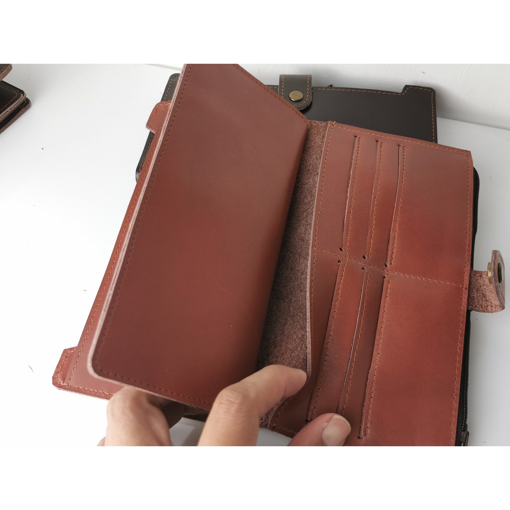 Dompet wanita kulit Asli Panjang kancing  - Gratis Custom