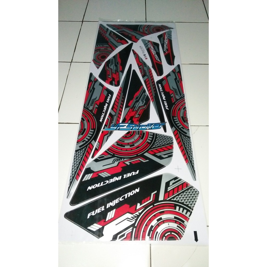 Stiker striping variasi yamaha vixion old 2007-2012 fz150i grafik hitam merah