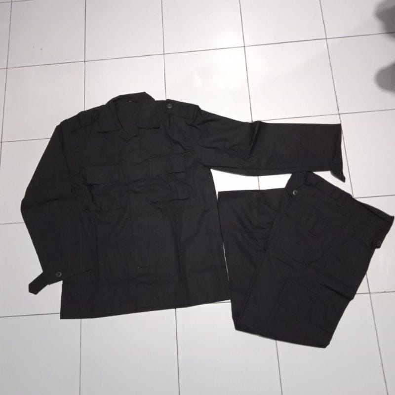 COD !! SETELAN SERAGAM SATPAM SECURITY HITAM PDL HITAM MURAH BANDUNG