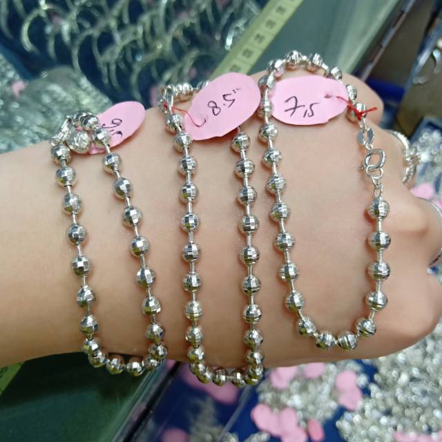 Gelang tangan biji lada ukir silver 925 import / perhiasan perak 925 berlapis emas